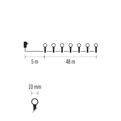 D5AW05 EMOS CHERRY Vianočná reťaz Cherry guľôčky 480 LED, zelený drôt, 48m, časovač, teplá biela, IP44