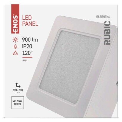 Emos ZM6432 LED RUBIC stropní/nástěnné přisazené klasické svítidlo čtverec 120 × 120 × 42 mm 9W 900lm 4000K bíla