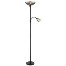 GLOBO 58903 BLADE stojací lampa V1780mm 1xE27, 1xE14 černá, kouřová