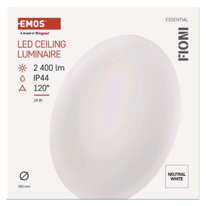 Emos ZM1122 LED FIONI stropní/nástěnné přisazené klasické svítidlo kruh průměr 390 × 80 mm 24W 2400lm 4000K bílá