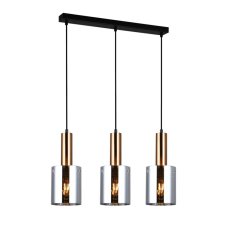 Italux PND-5581-3-BRO+SG závěsné svítidlo Sardo 3x40W E27 mosaz, kouřové sklo