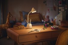 Philips 8719514443778 Hat stolná dotyková lampička so stojanom na mobil LED 4W/80lm 3000-5700K biela stmievateľná
