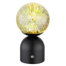 GLOBO 21006SS JULSY dotyková stolná lampička V210mm LED 2,5W/22lm 2700+6500+4000K čierna, priehľadná, vrátane batérie CR18650 1800mAh 3,7V, USB kábel, 3D efekt