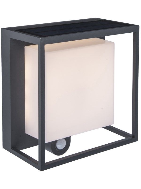 6934601118 LUTEC CURTIS vnější solární nástěnné LED svítidlo 3W 300lm 3000K s pohybovým senzorem tmavě šedá IP54