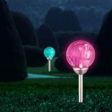 Globo 33353 solární svítidlo dekorativní, zapichovací koule imitace prasklého skla D150mm LED 0,06W 2700K, RGB, 1x 1,2V AA 150mAh Ni-MH, IP44, průhledná