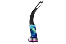 Immax 08973L CORELLA stolová lampa LED 7W 150-450lm 3000-6000K RGB podsvietenie, čierna, strieborná, dotykové ovládanie, nočné podsvietenie, stmievateľné, RGB, CCT