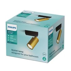 Philips 8720169299177 Idris nástenné bodové svietidlo/spot 1xGU10 IP44 čierna, zlatá, ClickFix