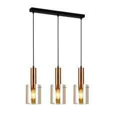 Italux PND-5581-3-BRO+AMB závěsné svítidlo Sardo 3x40W E27 mosaz, jantarová