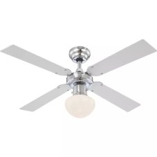 GLOBO 0330 CHAMPION stropný ventilátor s osvetlením na päticu E27 1050 mm s ťahovým vypínačom chróm