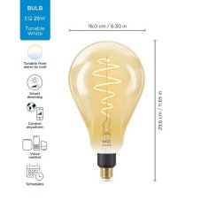 Philips WiZ Tunable white 8718699786854 LED žiarovka Filament E27 6,5W/390lm PS160 2000-5000K