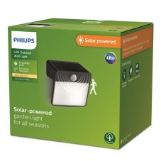 Philips 8720169265448 Outdoor solar Yarixa solárne nástenné svietidlo so senzorom LED 2,2W 250/25lm 2700K IP44 čierna