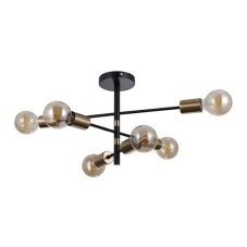 ITALUX PND-4025-6-BL-HBR Piansi stropné svietidlo 6xE27 čierna, medová mosadz