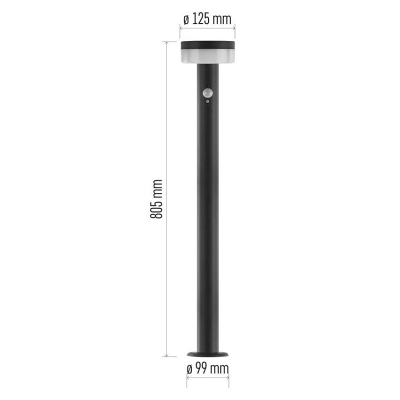EMOS ZGJ0F4S TERION solární venkovní stojanové svítidlo/sloupek LED 125 × 125 × 805 2W 200lm 3000K IP44 se senzorem antracit