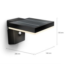 Philips 8720169265745 UltraEfficient Solar Zonal solární nástěnné svítidlo se senzorem PIR LED 1,3W 250/25lm 3000K IP44 černá
