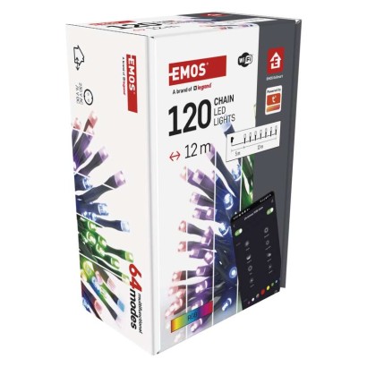 EMOS D4ZR02 GoSmartLED Vánoční řetěz 12m 64 módů svícení, multicolor IP44