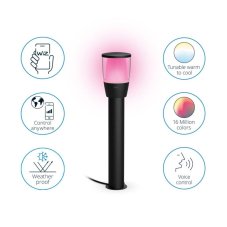 Philips Wiz Colors 8720169071858 ELPAS Bollard Extension EU vonkajšie stĺpikové svietidlo LED V518mm 3,6W/320lm 2700-5000K+RGB IP65 čierna