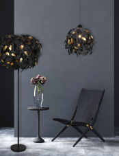 TRIO Reality R40463032 LEAVY stojací lampa V1800mm D700mm 3xE14 černá matná