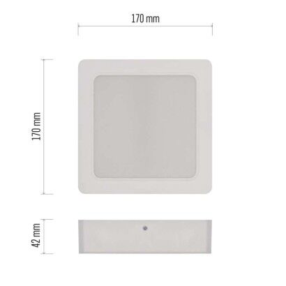 Emos ZM6442 LED RUBIC stropní/nástěnné přisazené klasické svítidlo čtverec 170 × 170 × 42 mm 18W 1800lm 4000K bíla