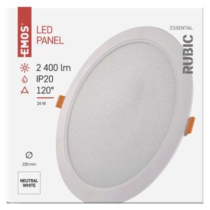 Emos ZD1452 LED RUBIC stropní vestavné klasické svítidlo kruh průměr 220 × 26 mm 24W 2400lm 4000K bílá
