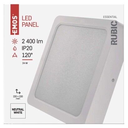 Emos ZM6452 LED RUBIC stropní/nástěnné přisazené klasické svítidlo čtverec 220 × 220 × 42 mm 24W 2400lm 4000K bíla