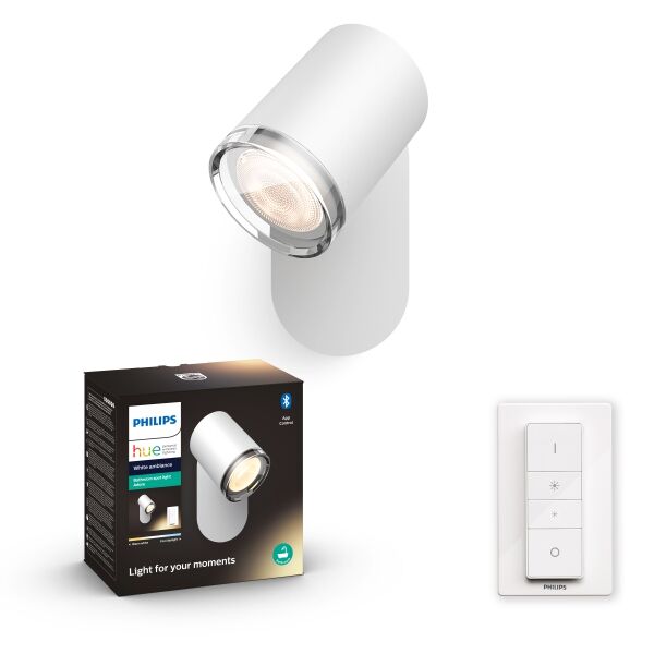 Philips Hue White Ambiance 8719514340855 Adore spot nástenné bodové svietidlo GU10 +SWITCH 5,5W/250lm 2200-6500K IP44 biela bluetooth