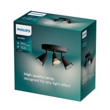 Philips 8720169300057 Cleft stropné bodové svietidlo/spot D196mm 3xGU10 čierna, dymová, ClickFix