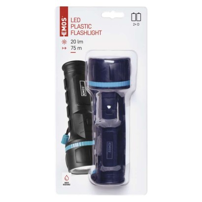 EMOS P3862 ruční svítidlo LED D68mm 20lm, 2xD, IP43, černá, poutko,