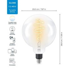 Philips WiZ Tunable white 8718699786731 LED žiarovka Filament Globe E27 6,5W/470lm G200 2700-6500K