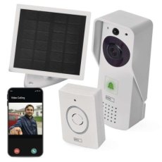 Emos H4030 GoSmart Domovní solární bezdrátový bateriový videozvonek, bílá, Wi-Fi