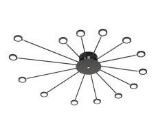 TRIO 679511532 PEACOCK stropné svietidlo LED 15x2,6W/260lm 3000K matná čierna, switchdimmer