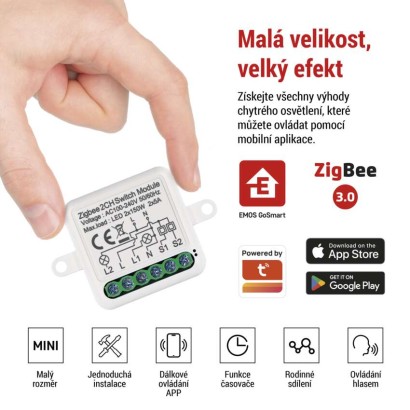 EMOS H5102 GoSmart spínací modul 2-kanálový ZigBee