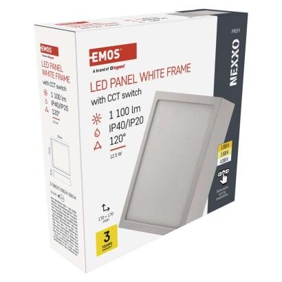 Emos ZM6133 LED NEXXO stropní/nástěnné přisazené klasické svítidlo čtverec 170 × 170 × 42 mm 12,5W 1100lm 3000/3500/4000K bílá