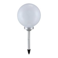 3377 GLOBO Exteriérové solárne LED svietidlo, zapichovacia Guľa na osvetlenie záhrad a terás, 4x 0,06W 4000K IP44 strieborná, biela
