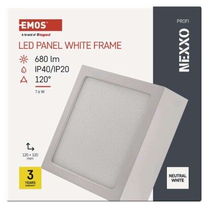 Emos ZM6125 LED NEXXO stropní/nástěnné přisazené klasické svítidlo čtverec 120 × 120 × 40 mm 7,6W 680lm 4000K bílá