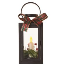 DCLV14 EMOS LED dekorácia – vianočný lampáš so sviečkou čierny, 22 cm, 3x AAA, vintage