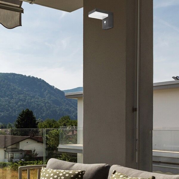 RABALUX 77009 Zrebar solární nástěnné svítidlo LED 6W/450lm 4000K IP44 černá, bílá, soumrakový a pohybový senzor