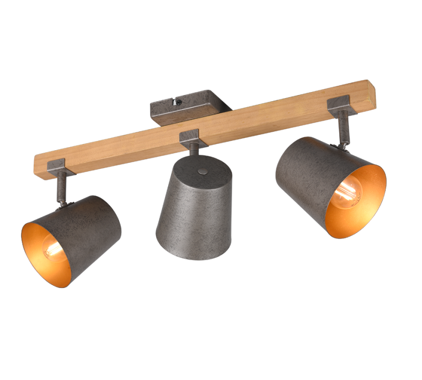 TRIO 801900367 BELL stropní bodové svítidlo/spot 3xE14 antický nikl, dřevo