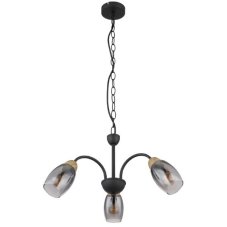 GLOBO 60297-3H GERLY závesné svietidlo D470mm 3xE14 matná čierna, imitácia dreva, dymová