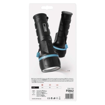 EMOS P3862 ruční svítidlo LED D68mm 20lm, 2xD, IP43, černá, poutko,