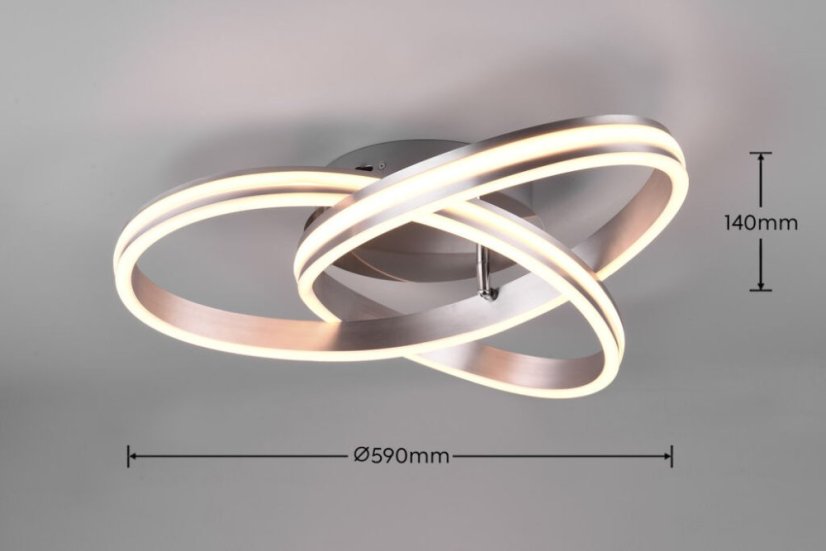 TRIO 626210107 NURIA/YARA stropné svietidlo LED D590mm 58W/7000lm 2300+3000+4000K matný nikel, switchdimmer