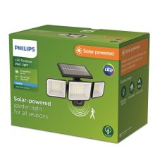Philips 8720169269156 Outdoor solar Nysil solárne nástenné svietidlo bezpečnostné/reflektor so senzorom PIR LED 8,7W/1000lm 5000K IP65 čierna