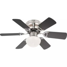 GLOBO 0307 UGO stropný ventilátor s osvetlením na päticu E27 760 mm s ťahovým vypínačom nikel