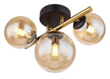 GLOBO 56135-3W RIHA stropní svítidlo 3xG9 černá, mosaz, jantarová
