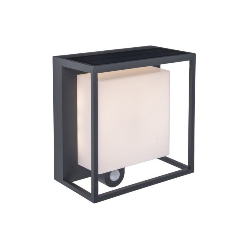 6934601118 LUTEC CURTIS vnější solární nástěnné LED svítidlo 3W 300lm 3000K s pohybovým senzorem tmavě šedá IP54