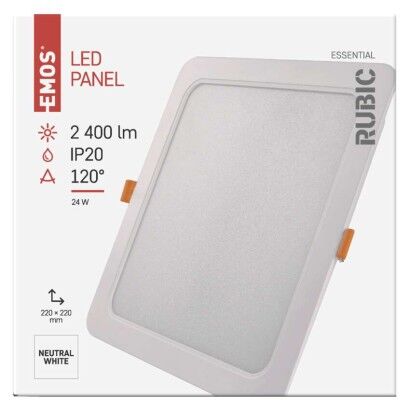 Emos ZD2452 LED RUBIC stropní vestavné klasické svítidlo čtverec 220 × 220 × 26 mm 24W 2400lm 4000K bílá