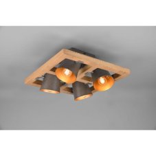 TRIO 601900467 BELL stropné bodové svietidlo 4xE14 antický nikel, drevo