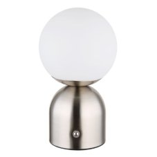 GLOBO 21006N JULSY dotyková stolná lampička V210mm LED 2,5W/189lm 2700+6500+4000K matný nikel, biela, vrátane CR18650 1800mAh 3,7V, USB kábel