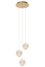 LUCIDE 13499/13/60 CINTRA závesné svietidlo D250mm LED 3x4,7W/3x283lm 2700K mosadzná, priehľadná
