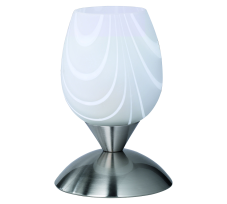 TRIO Reality R59441001 CUP II dotyková stolná lampička 1xE14 matný nikel, vzorovaná biela ON/OFF