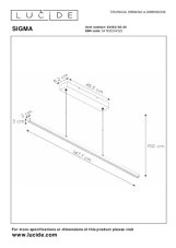 LUCIDE 23463/36/30 SIGMA závěsné svítidlo LED 36W/2104lm 2700K černá